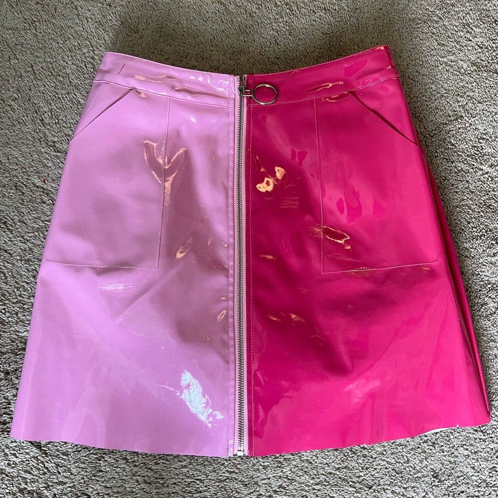 pink zip up boohoo skirt size 10